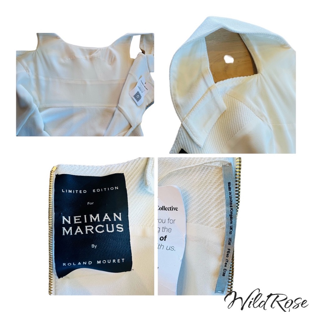 ROLAND MOURET WHITE FITTED SHEATH DRESS SZ 8 - Picture 16 of 17